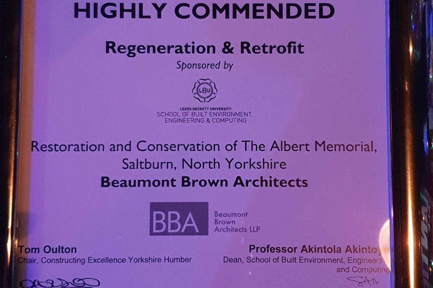 Awards certificate