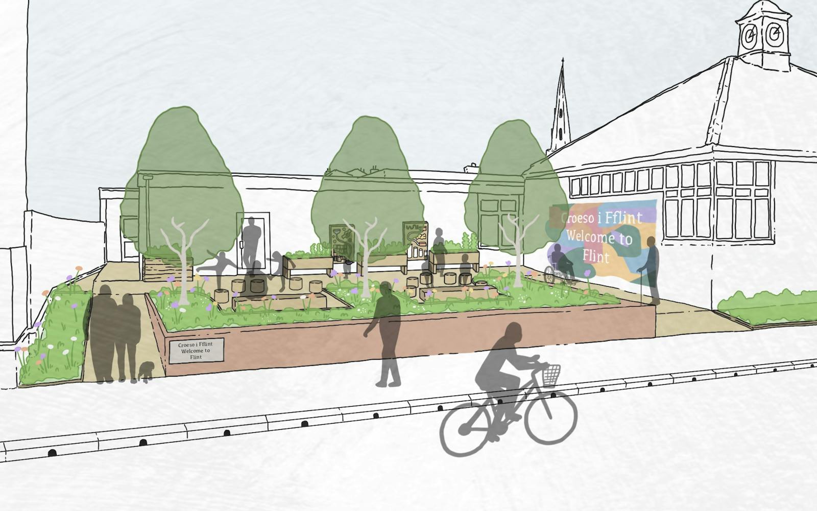 An artistic vision of a street with trees