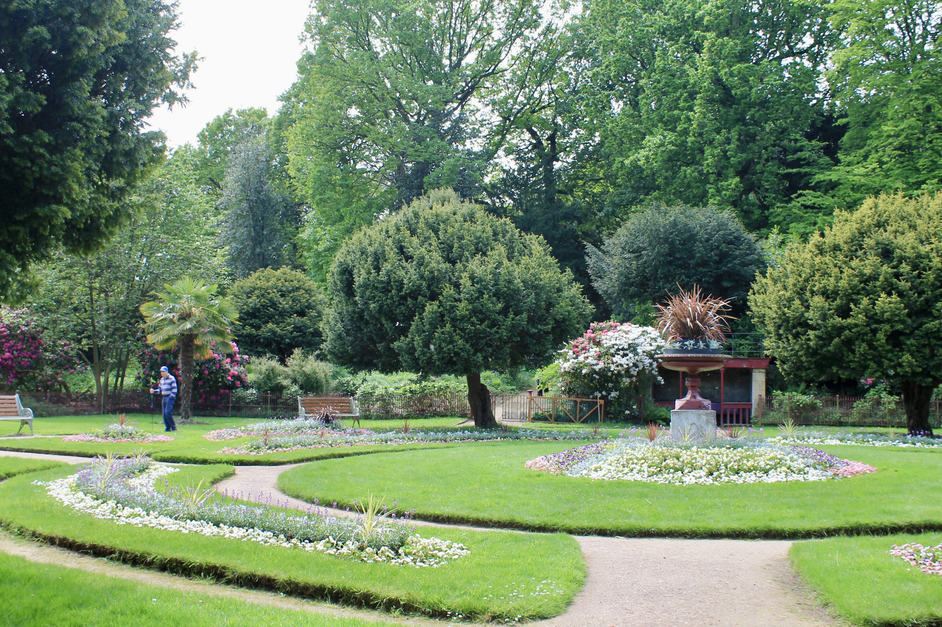 A manicured circular garden