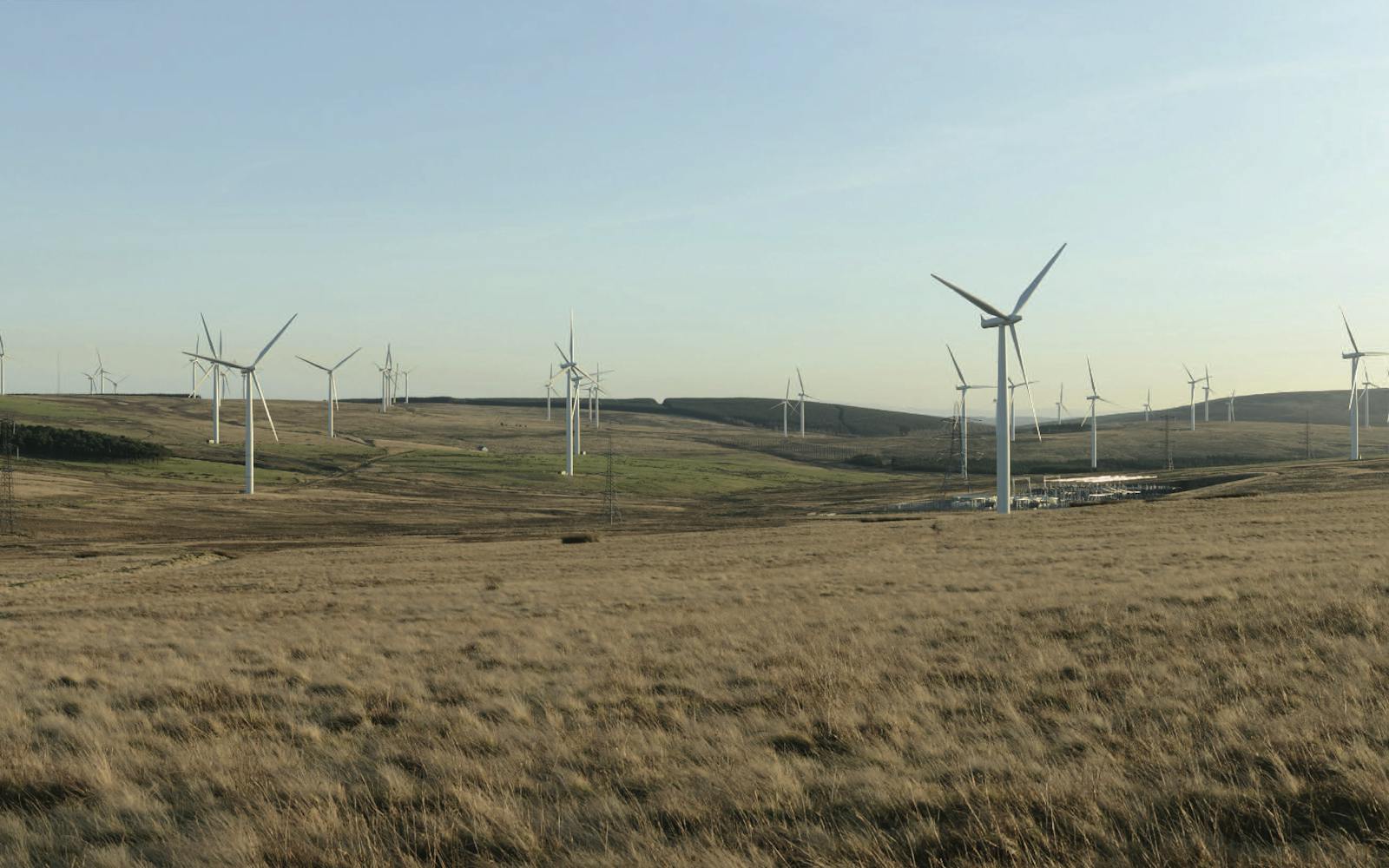 Wind turbines on a Scottish landscape