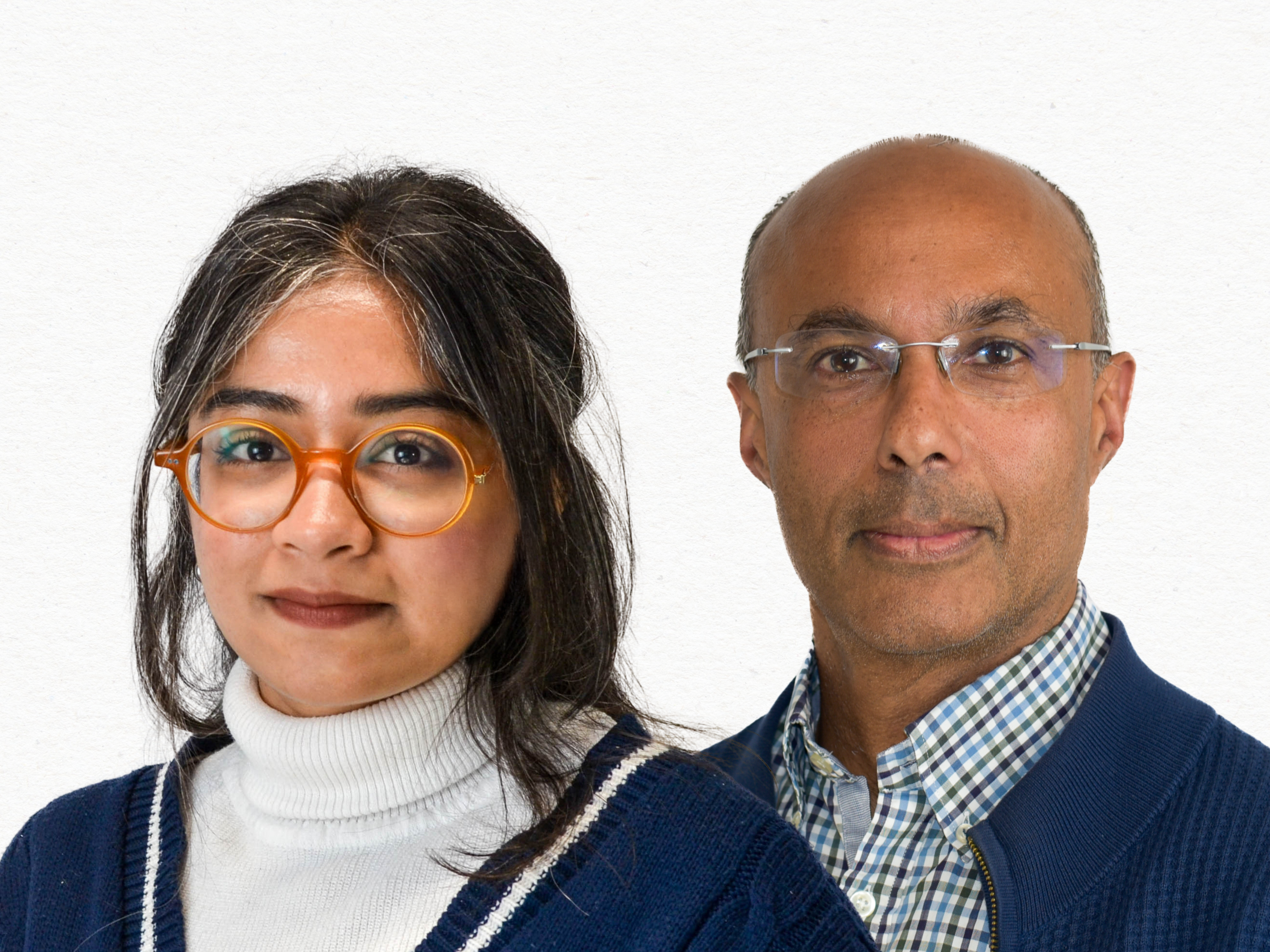Professional headshots of Tamanna and Dilip