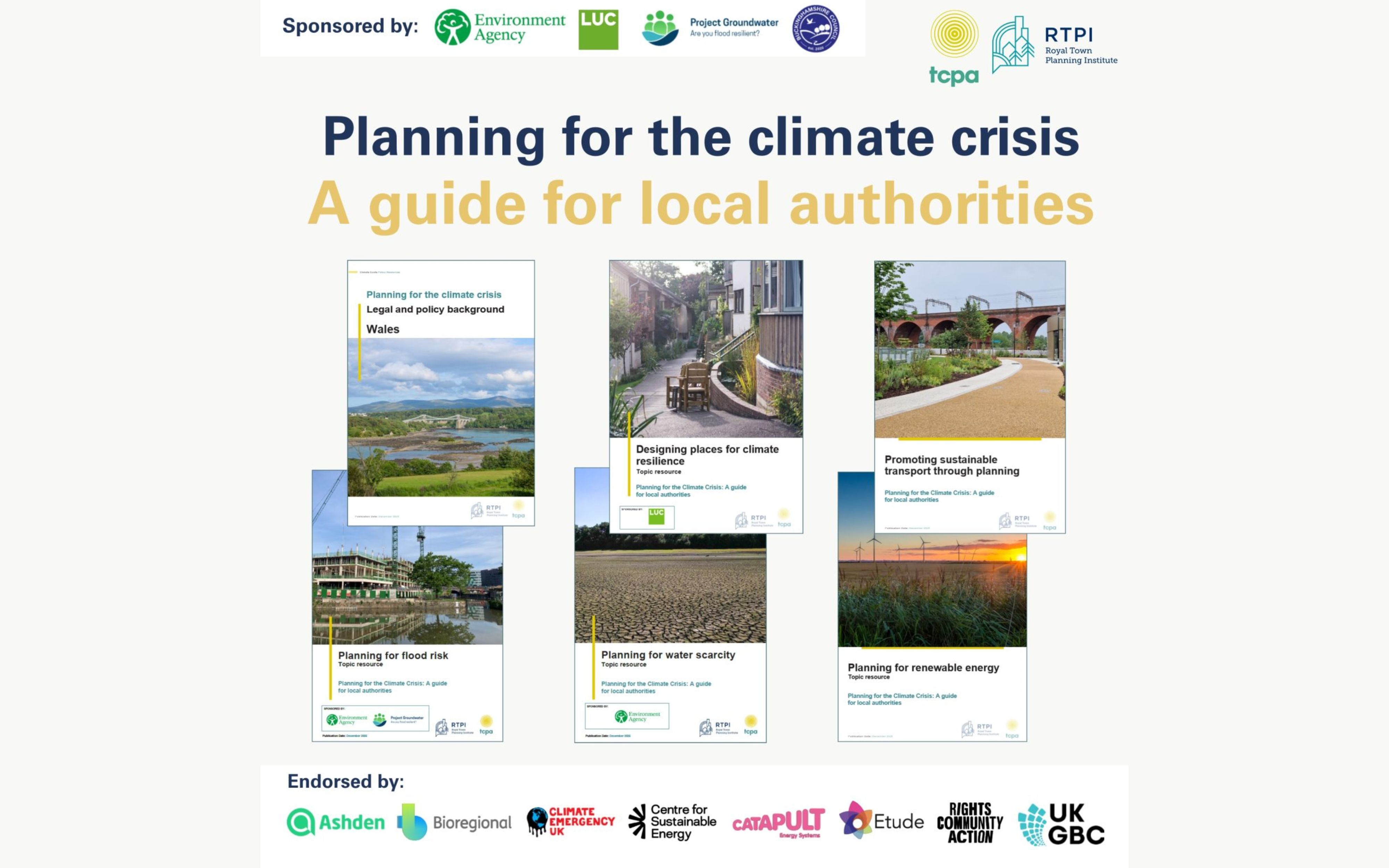 A promotional graphic titled "Planning for the climate crisis: A guide for local authorities."