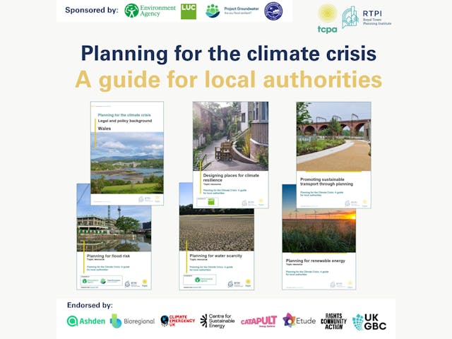 A promotional graphic titled "Planning for the climate crisis: A guide for local authorities."