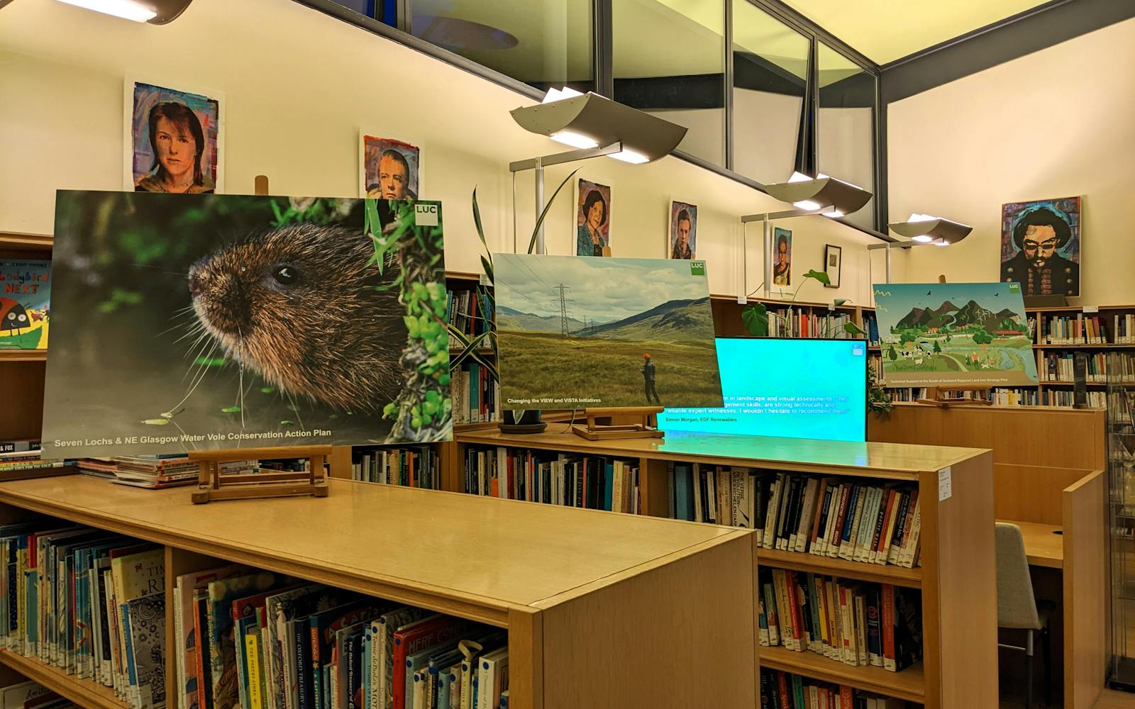 A library with shelves and books