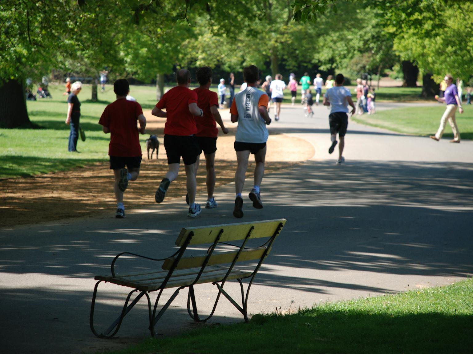 People running in park