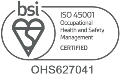 ISO 45001 logo and certificate