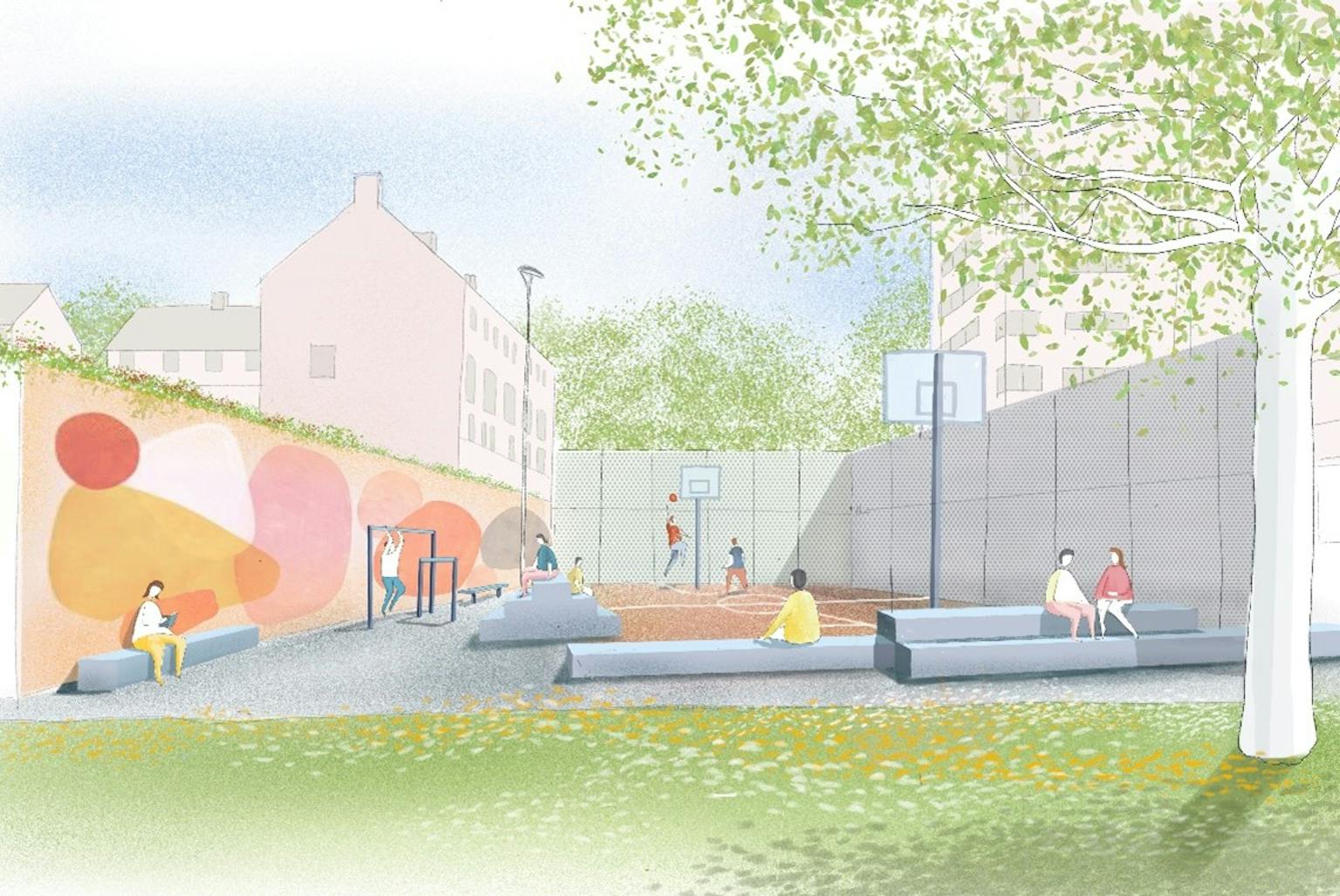 colourful graphic of a children's play area