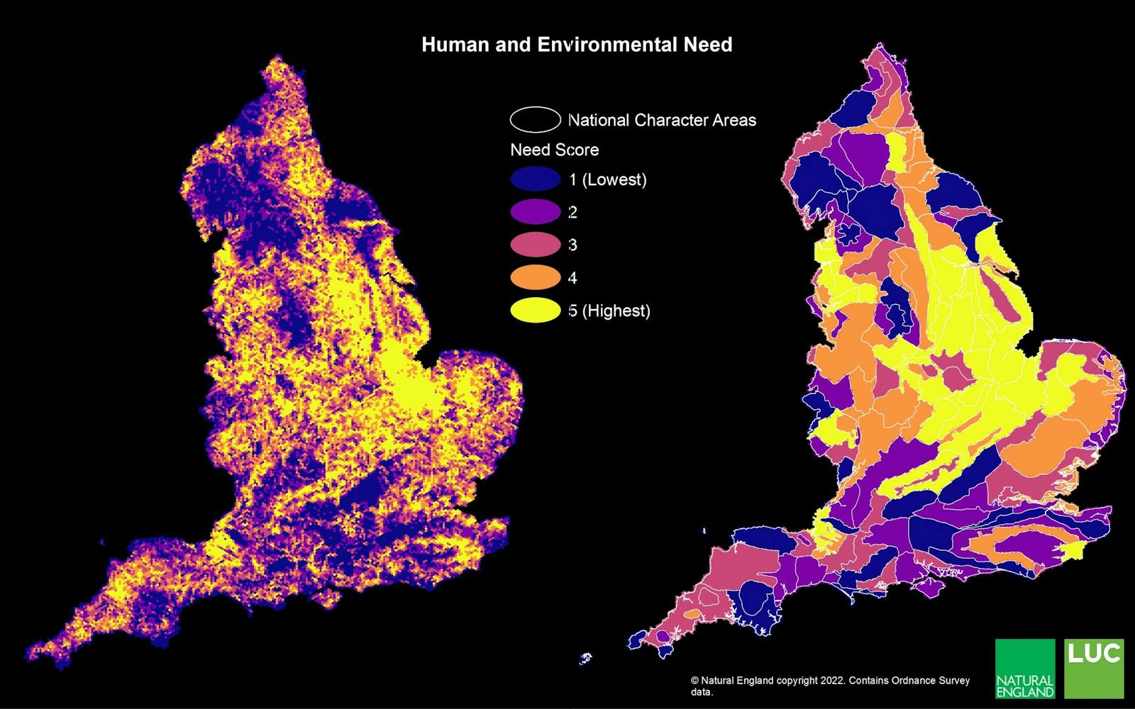 Map showing Human and Environmental Need