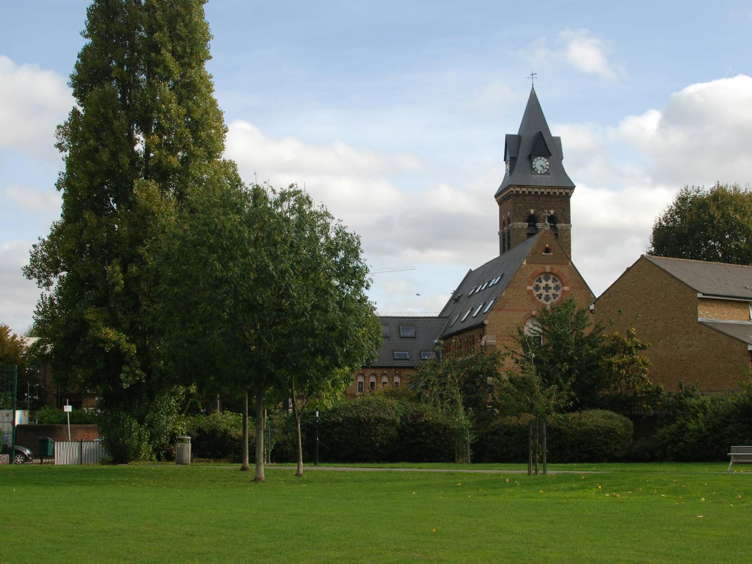 Church and trees