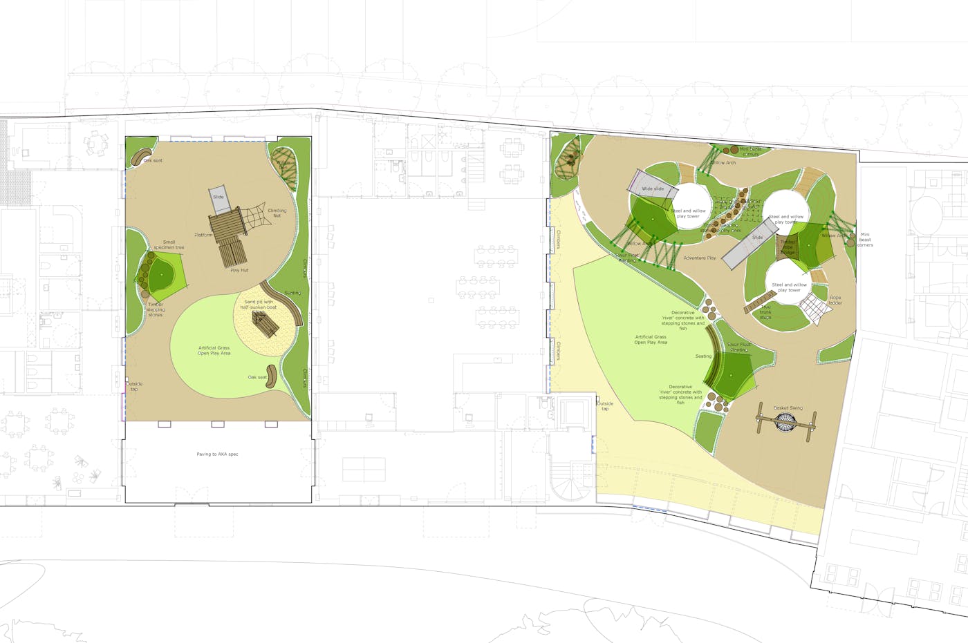 Rendered masterplan of landscape and park
