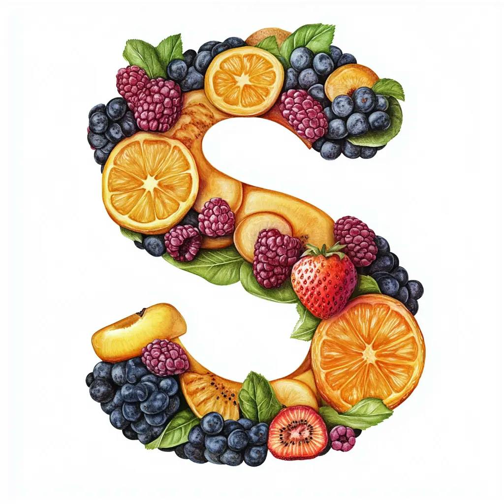 Buchstabe S aus Obst geformt