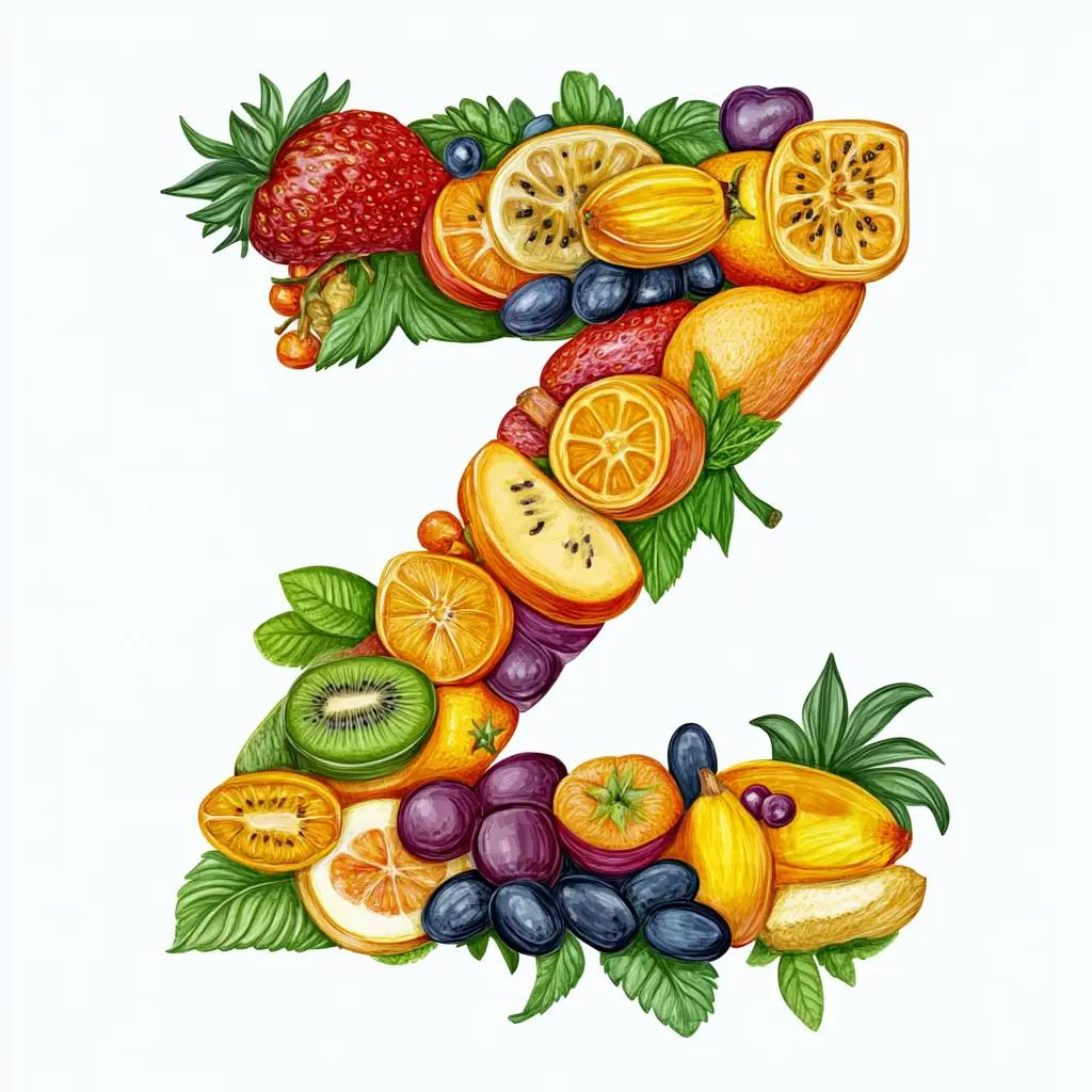 Buchstabe Z aus Obst geformt