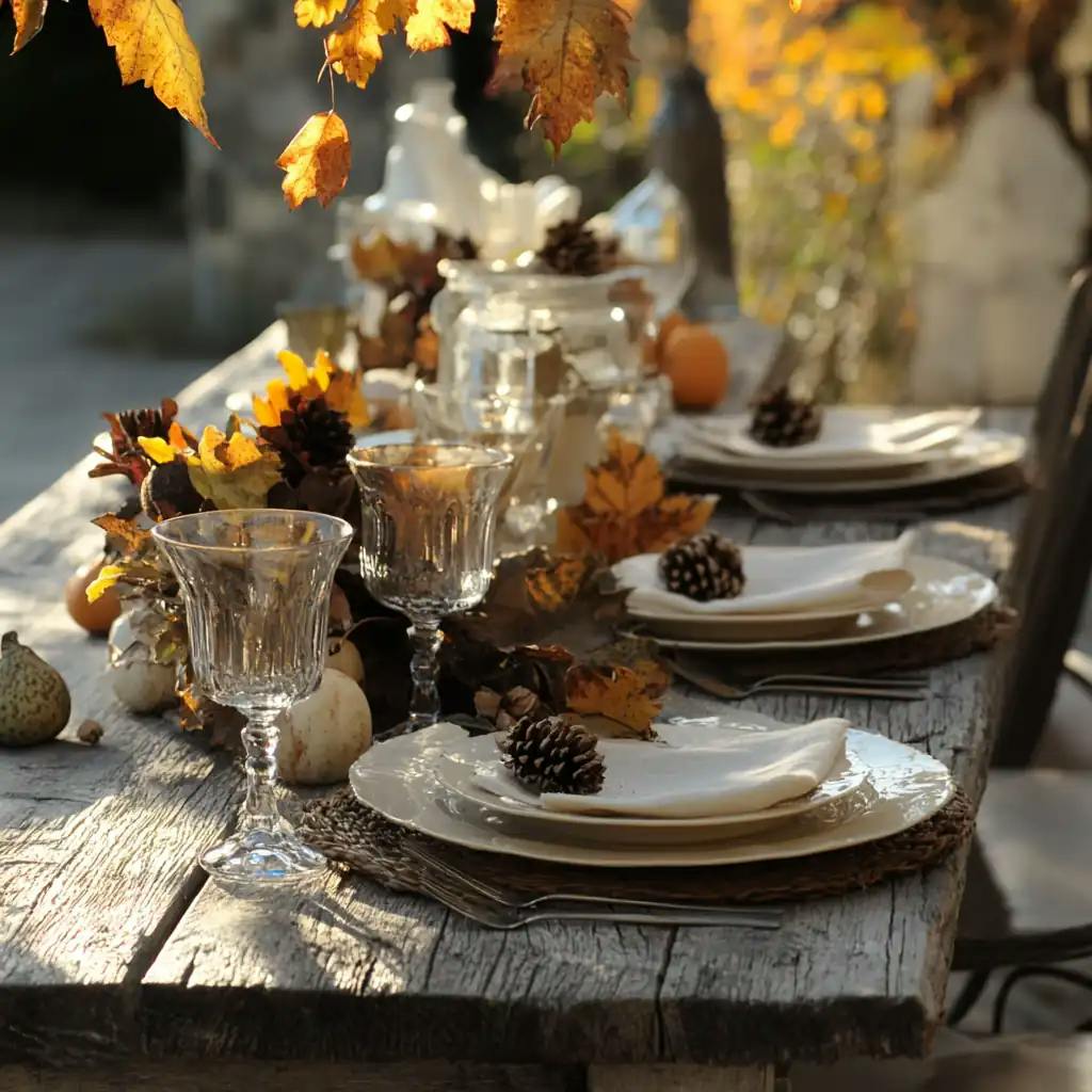 Foto eines herbstlich gedeckten Tisches.