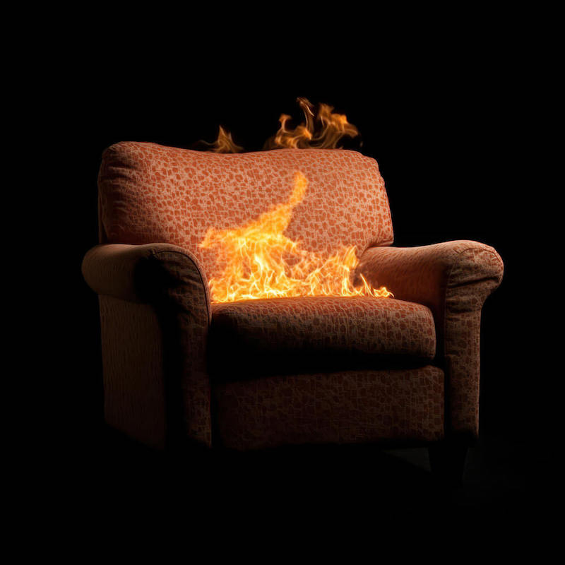 Symbolic image for safe fire protection: Halogen-free flame retardant solution based on minerals with stylised flame on a neutral background