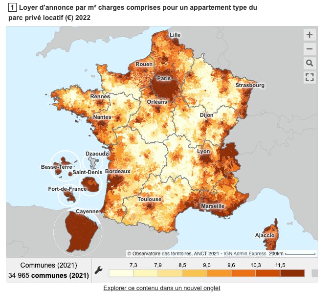 Carte des loyers