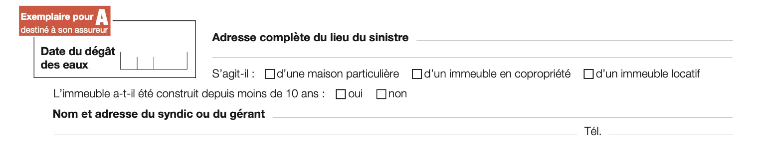 partie A du constat amiable dégât des eaux