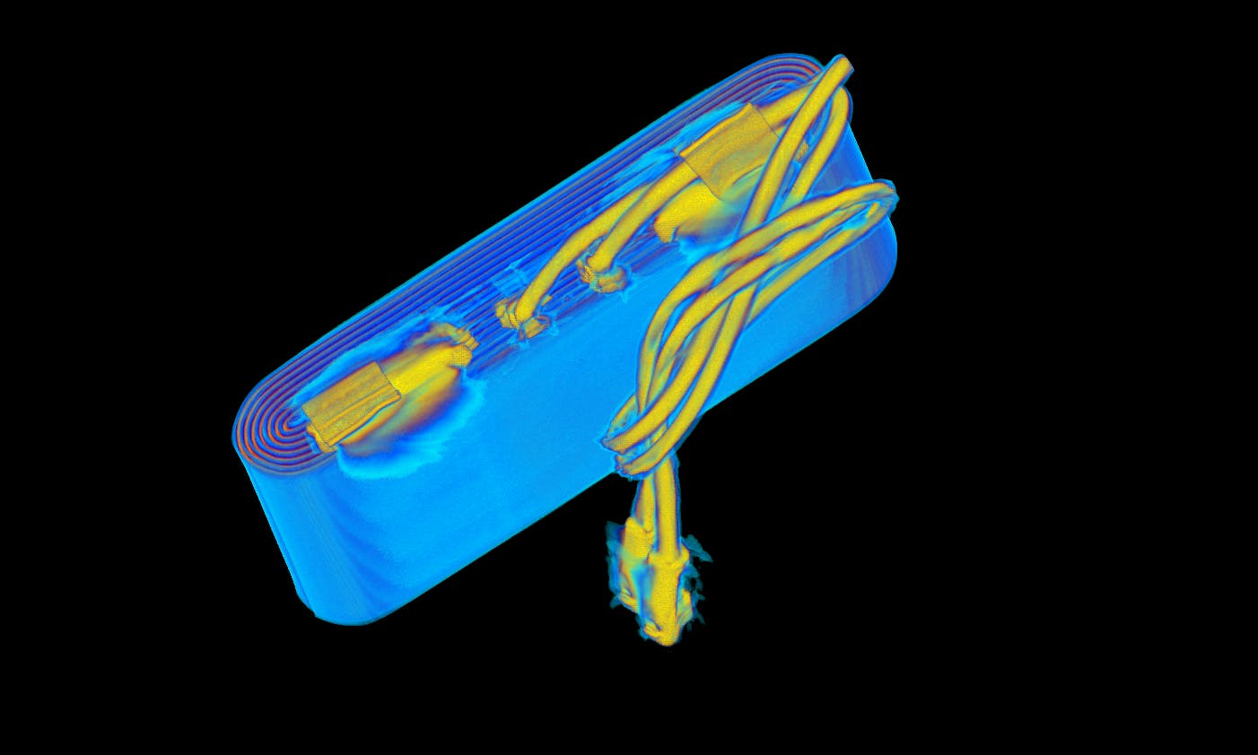 Lumafield industrial CT scan 3D view of lithium-ion pouch or prismatic cell