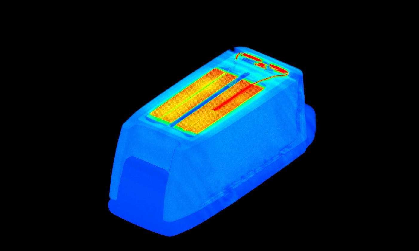 Lumafield 3D industrial CT scan of SRAM lithium-ion electric bike shifter battery
