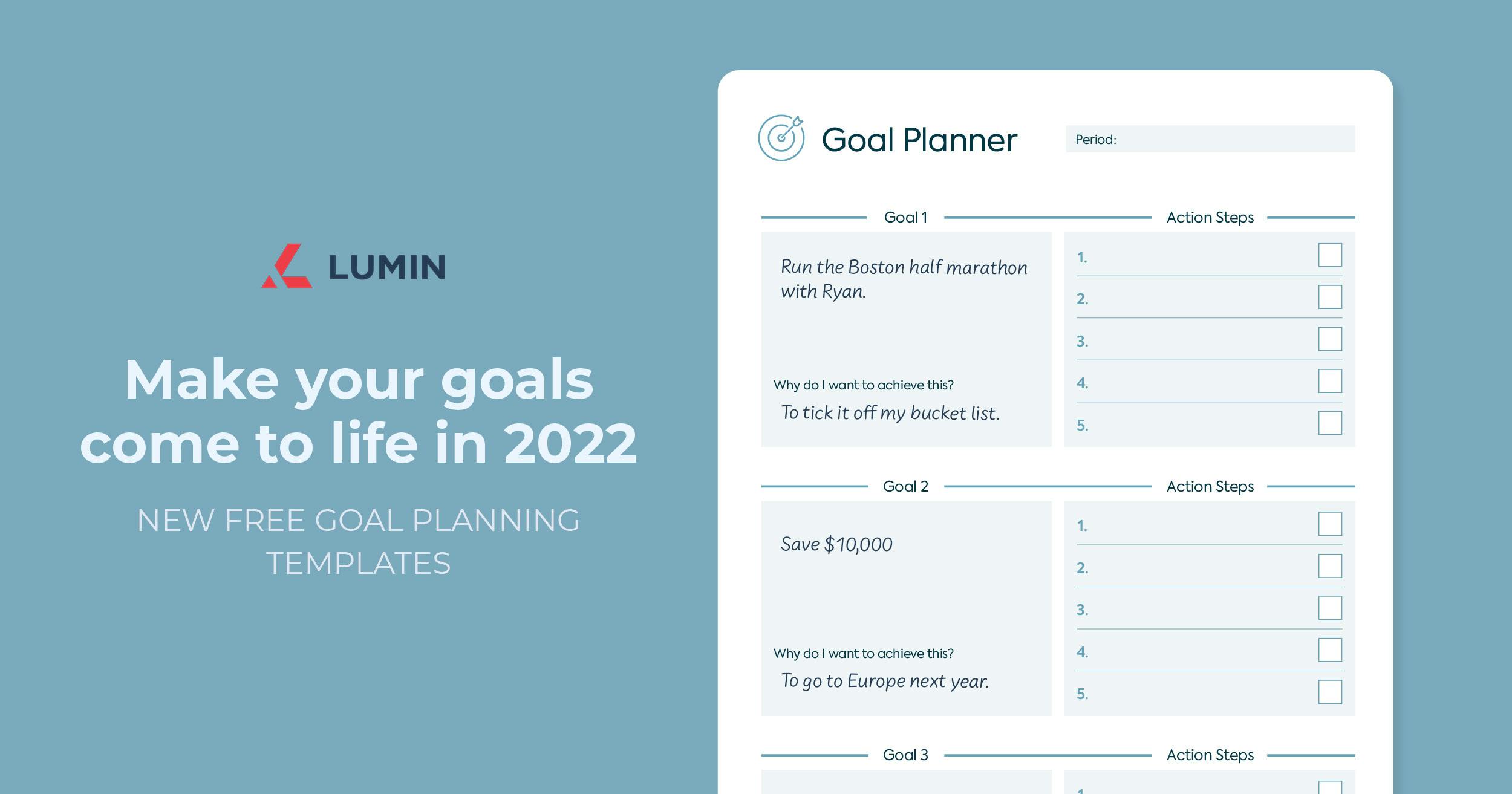 Goal setting template 2023, productivity template 