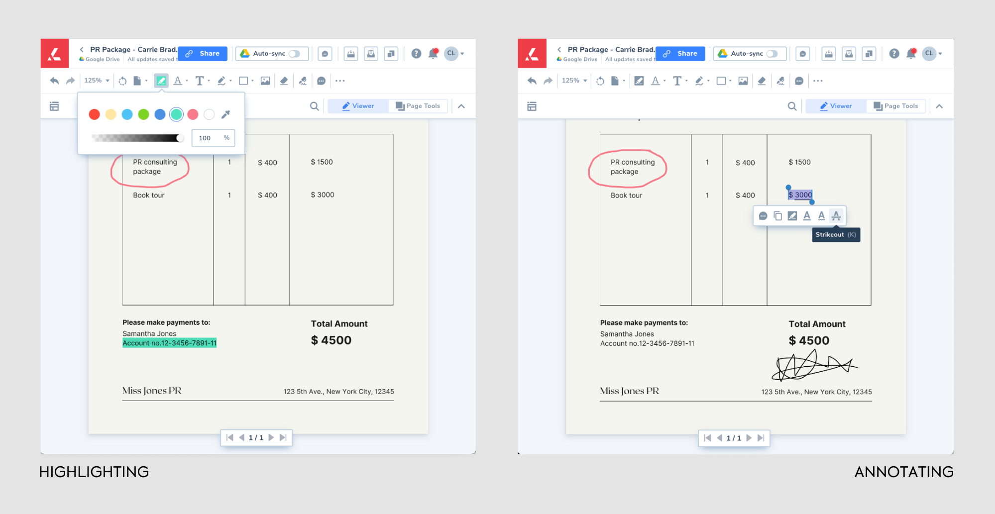 write on pdf app google docs