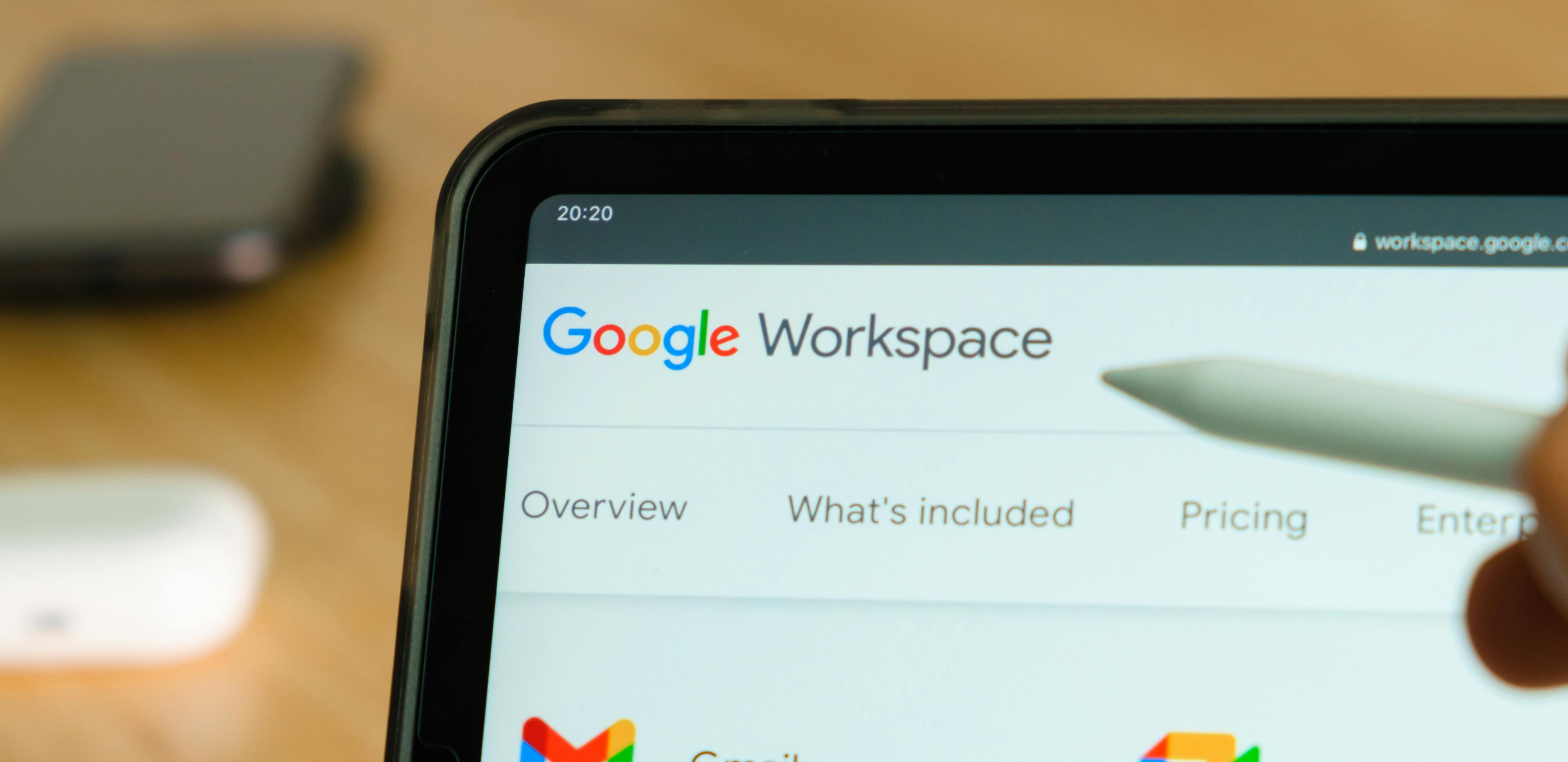 Selecting Google Workspace on a tablet device for access on the go.