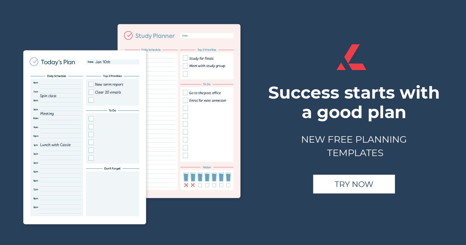 Daily planner template PDF and Study planner template PDF