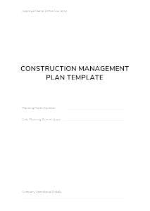 The Full Construction Management Plan Template | Edit pdf forms online ...