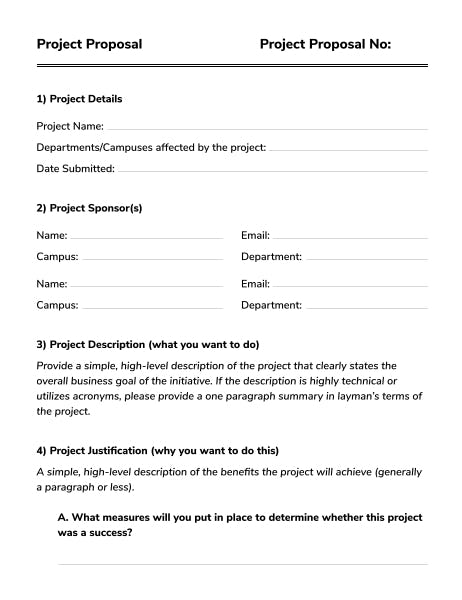 Fillable Project Proposal Forms - Printable Forms Free Online