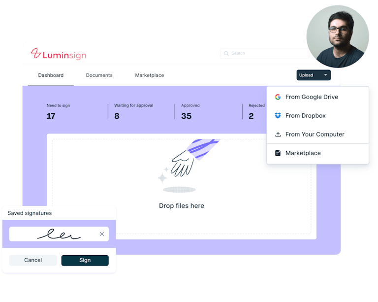 eSign API hero introduction section