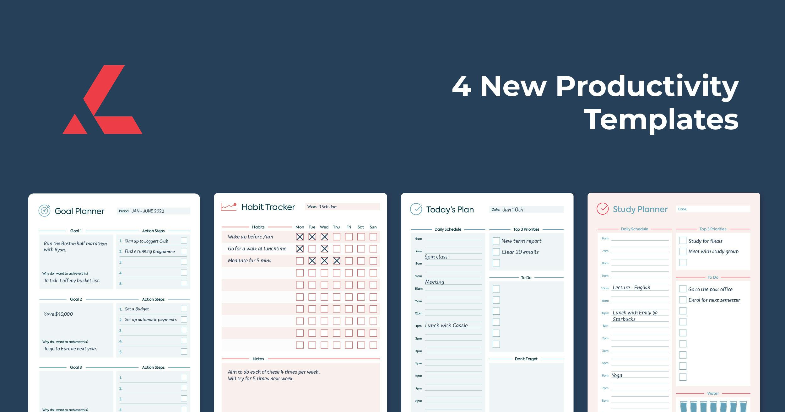 Productivity templates PDF , goal setting , daily planner , habit tracker 