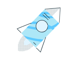 line drawing of a blue document with black lines added to turn it into a rocket. it is flying through the clouds.
