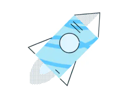 line drawing of a blue document with black lines added to turn it into a rocket. it is flying through the clouds.