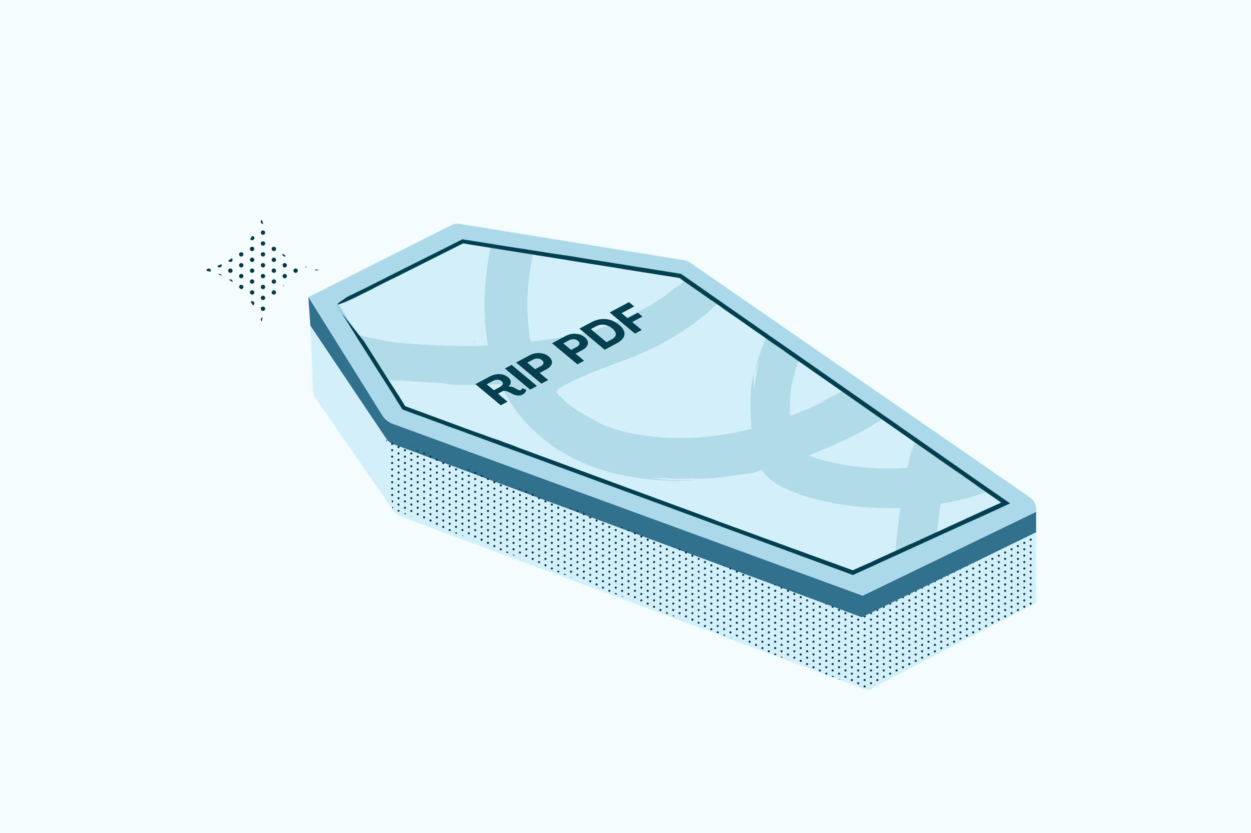 A coffin with the letters "RIP PDF" on it