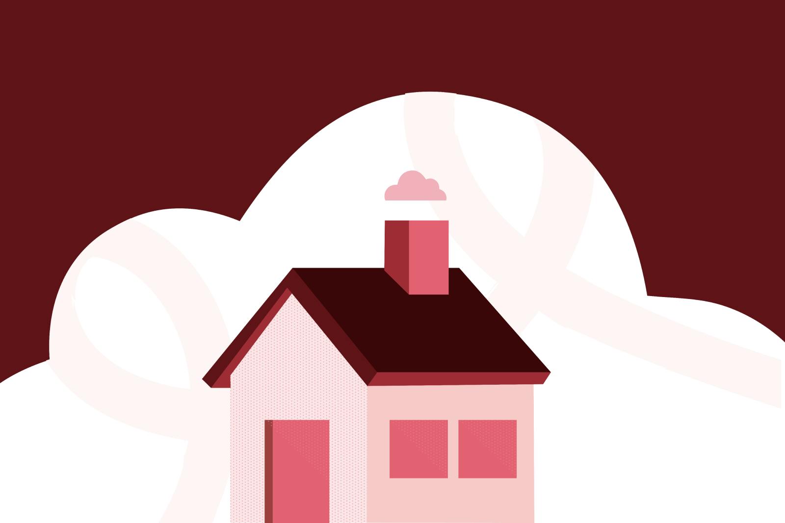 illustration of a house inside a cloud