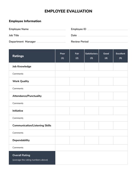Employee Evaluation Forms