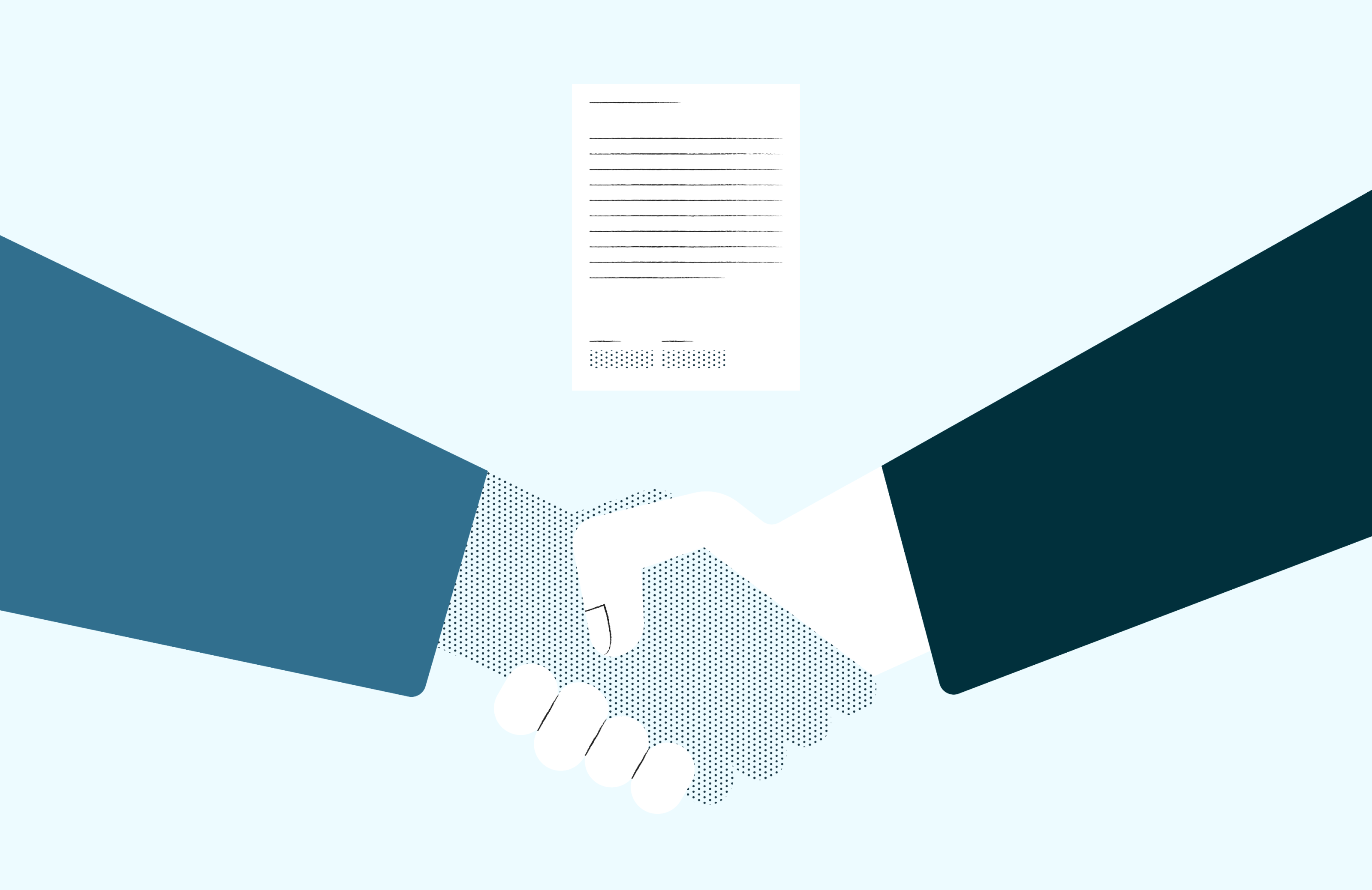 A handshake under a lease agreement document.