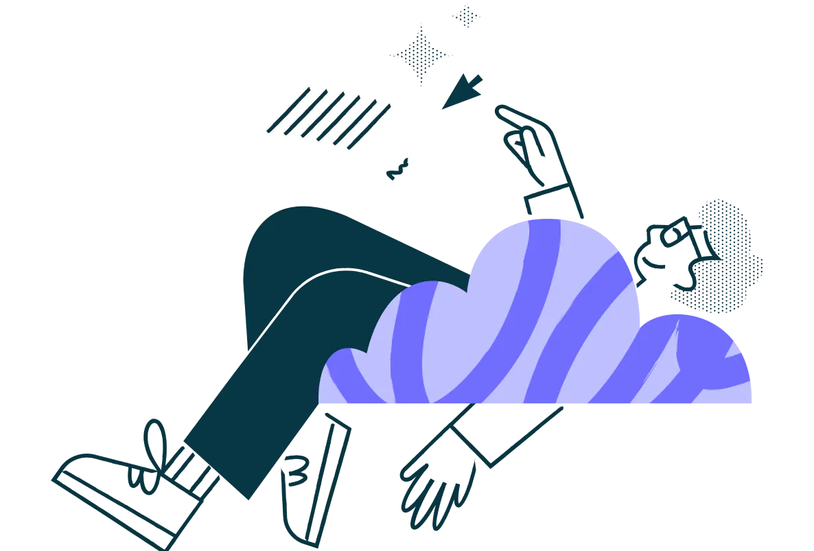 Illustration of a person floating on a cloud