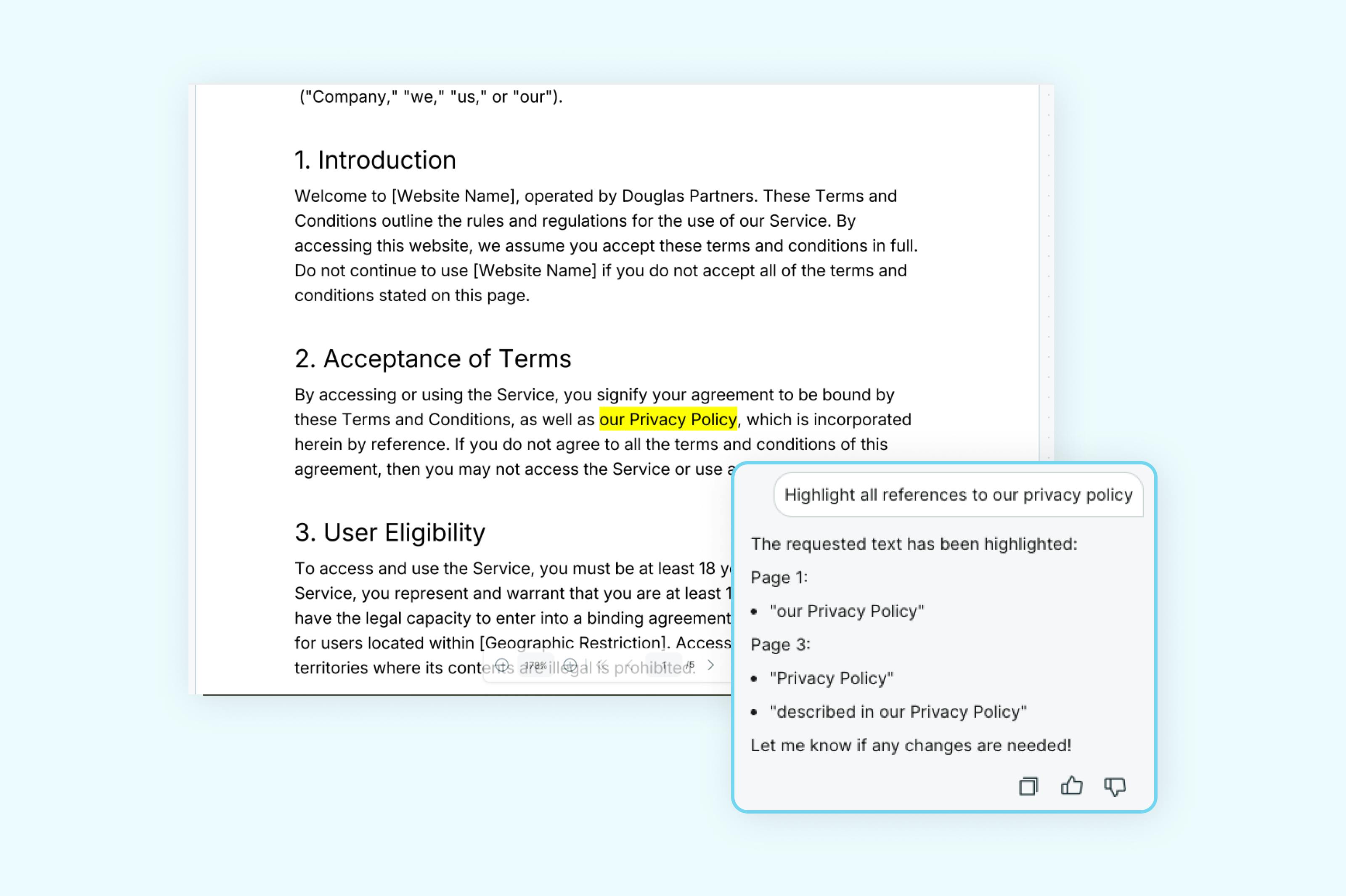 Uso de un asistente PDF IA para resaltar texto.