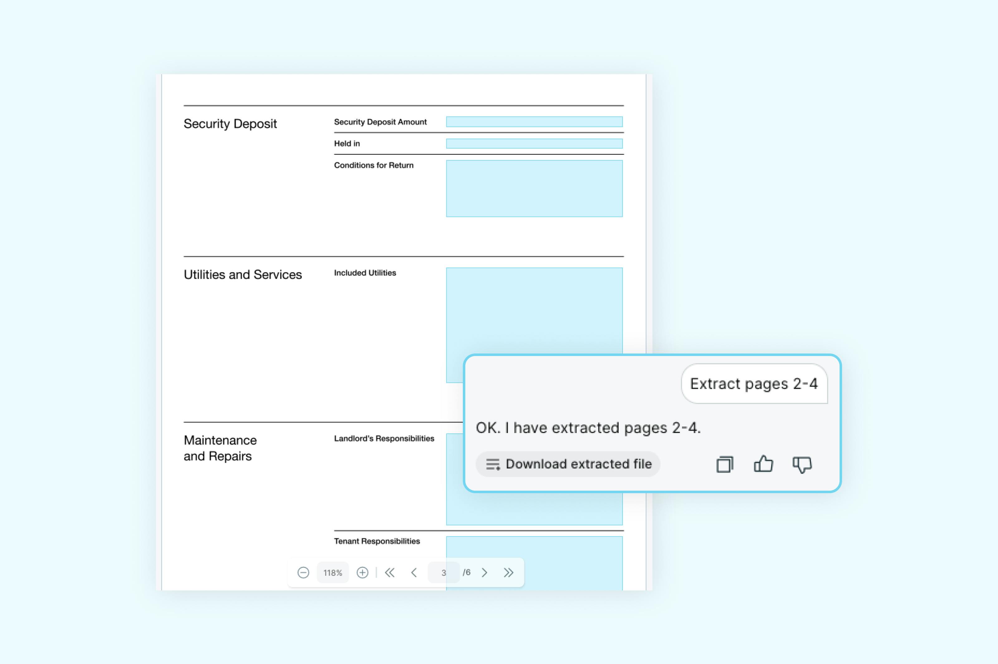 Usando IA para extraer páginas de un PDF.