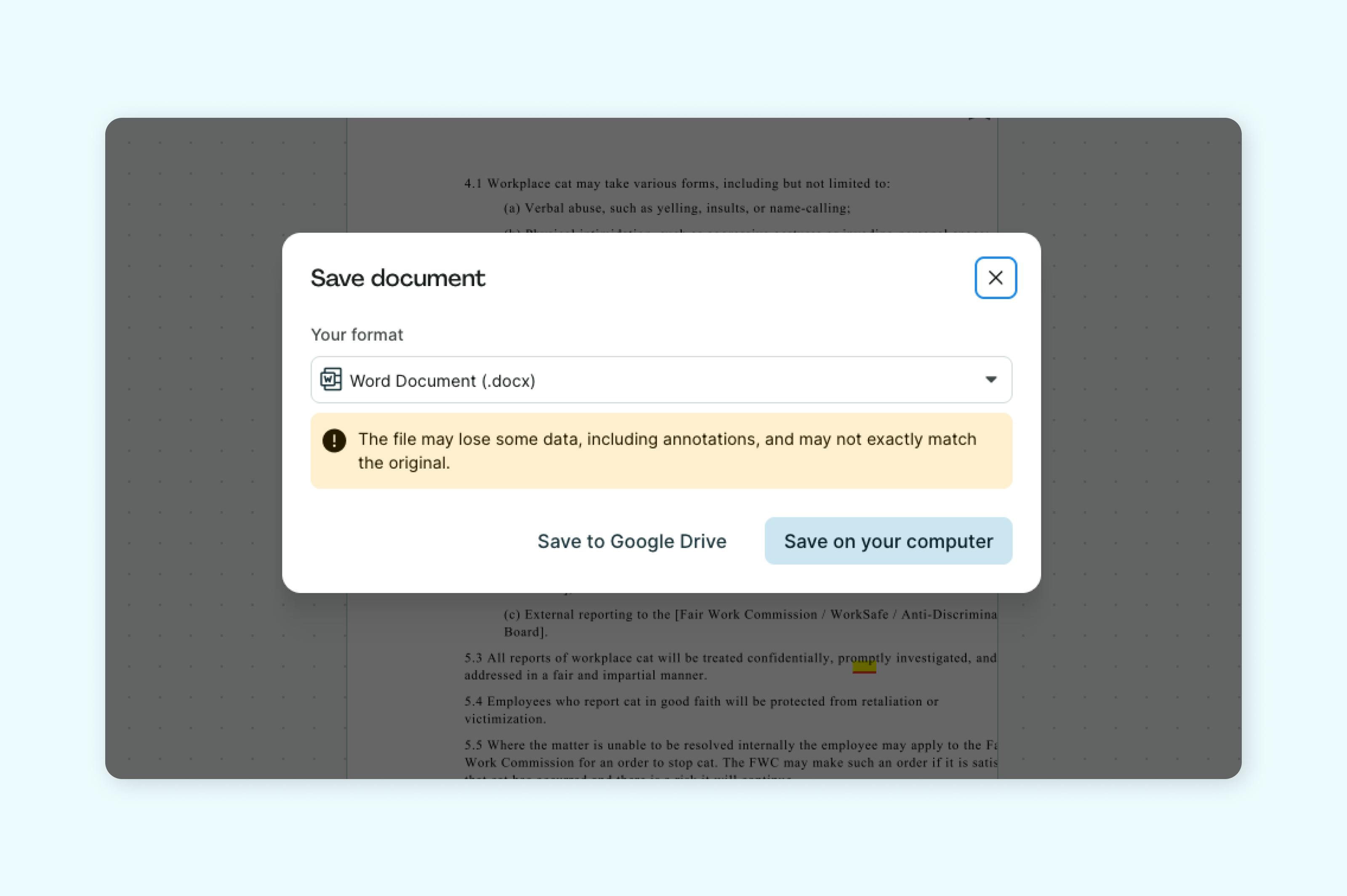 Un PDF convirtiéndose en un documento Word con Lumin