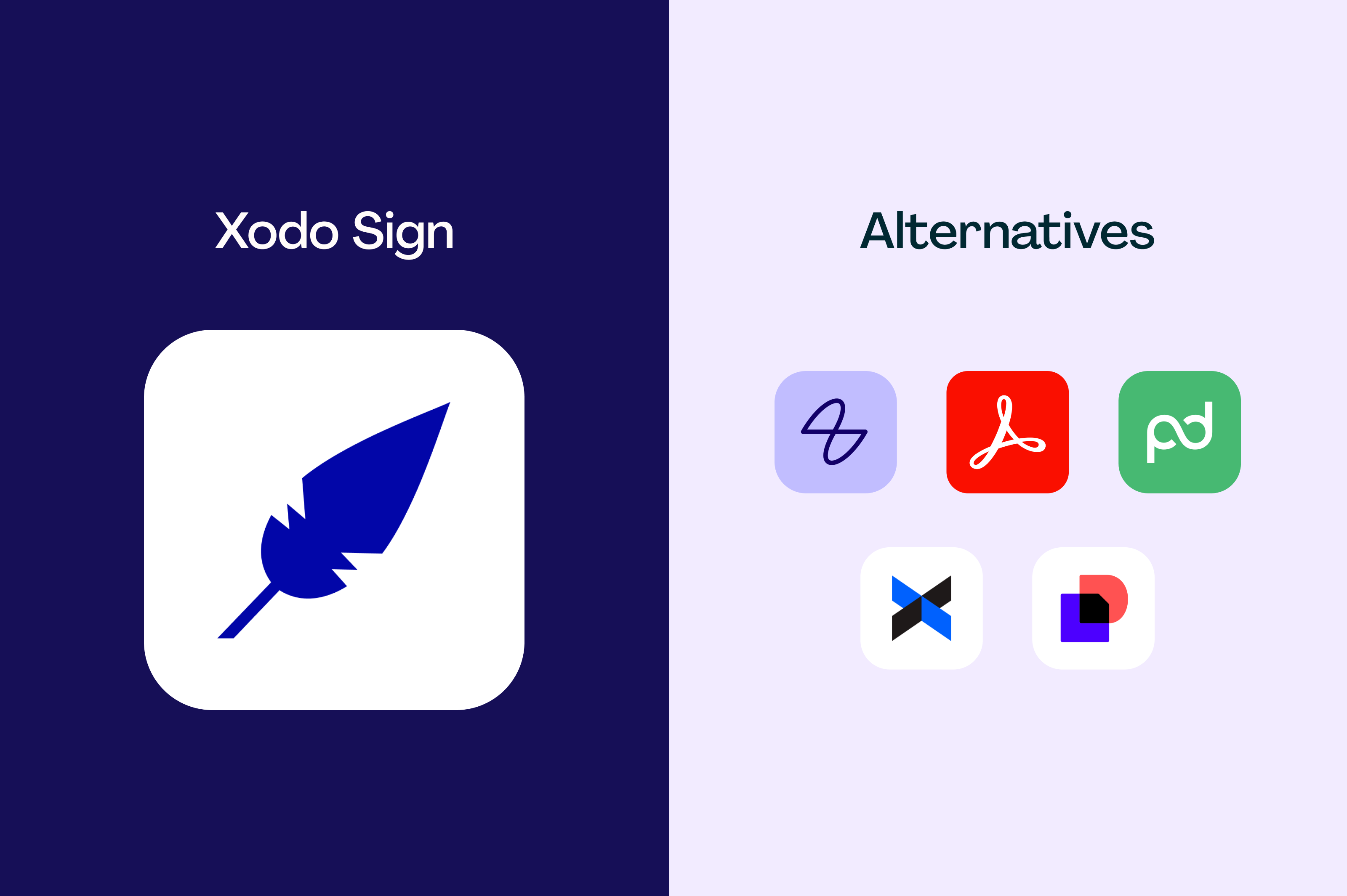 An image with the Xodo Sign logo on one side and several competitors logos on the other side.