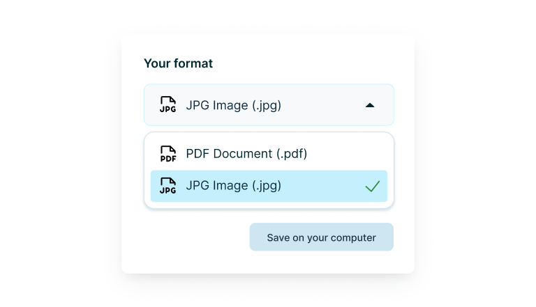 Choisir le format de fichier pour convertir un PDF en JPG