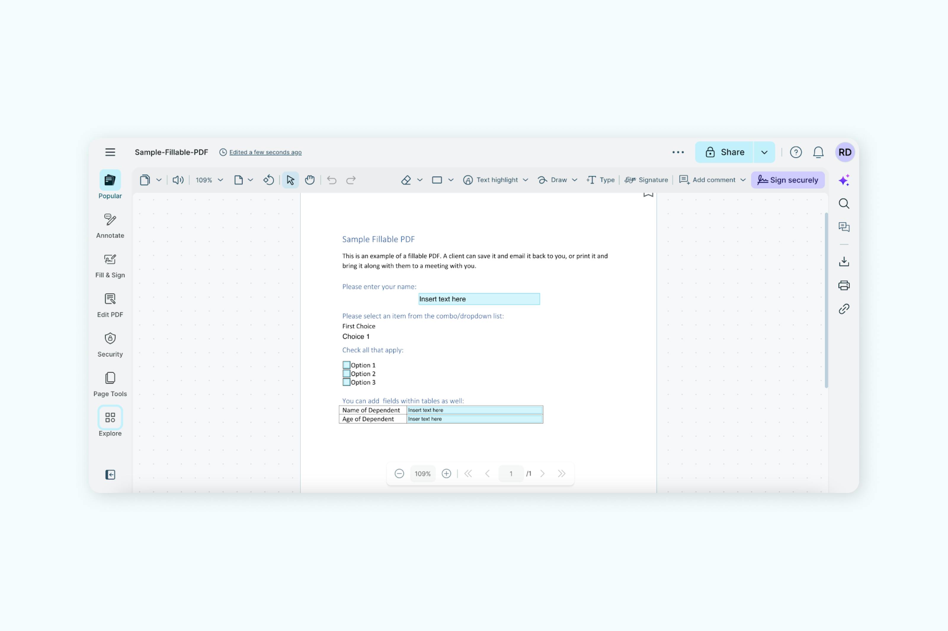 Adicionando texto em campos de formulário PDF