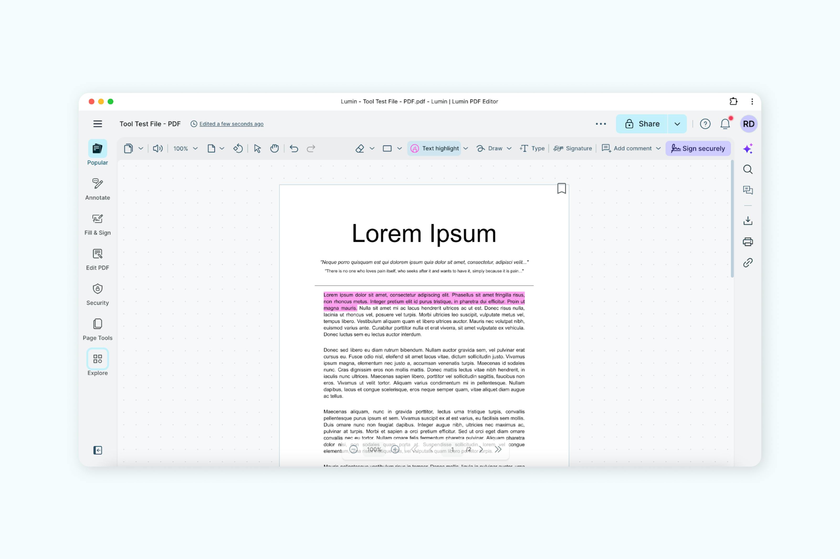 Um documento PDF sendo anotado