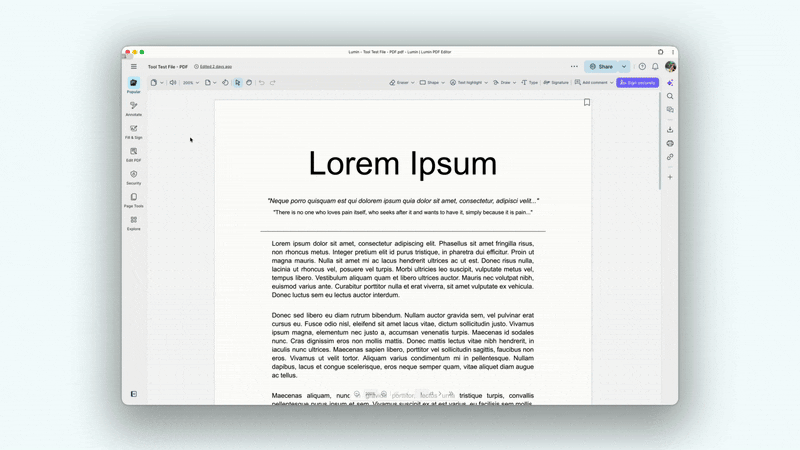 Lecture d’un PDF avec l’outil Lecture à voix haute de Lumin
