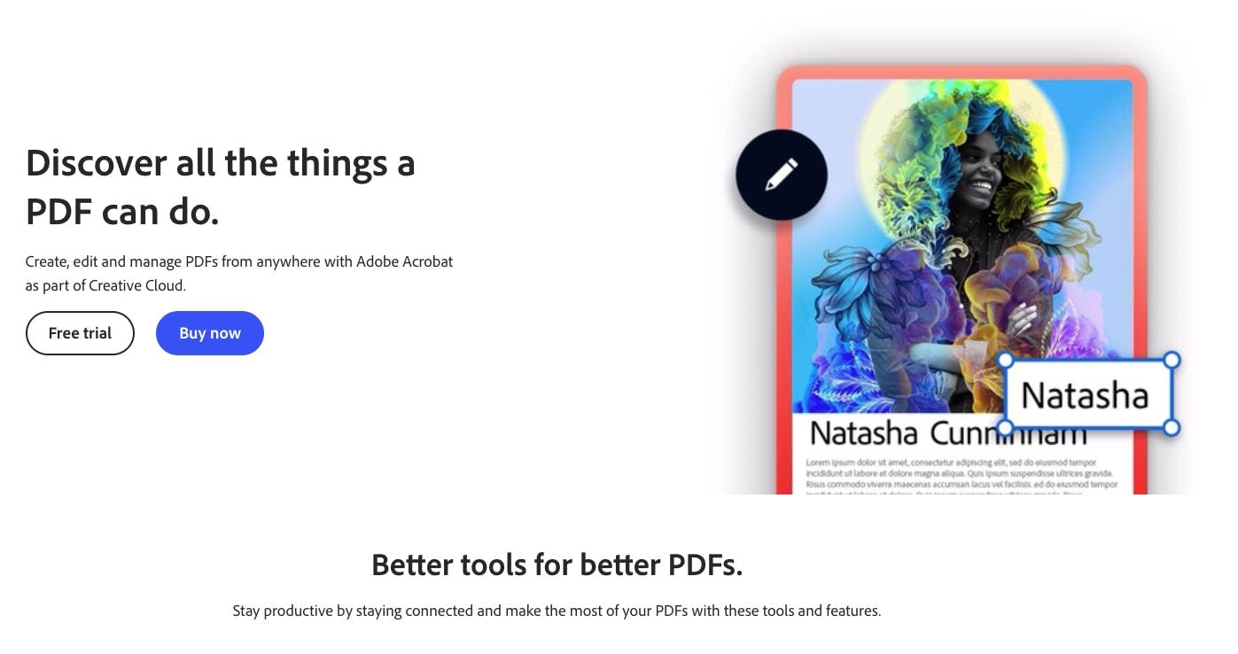 The Adobe Acrobat website