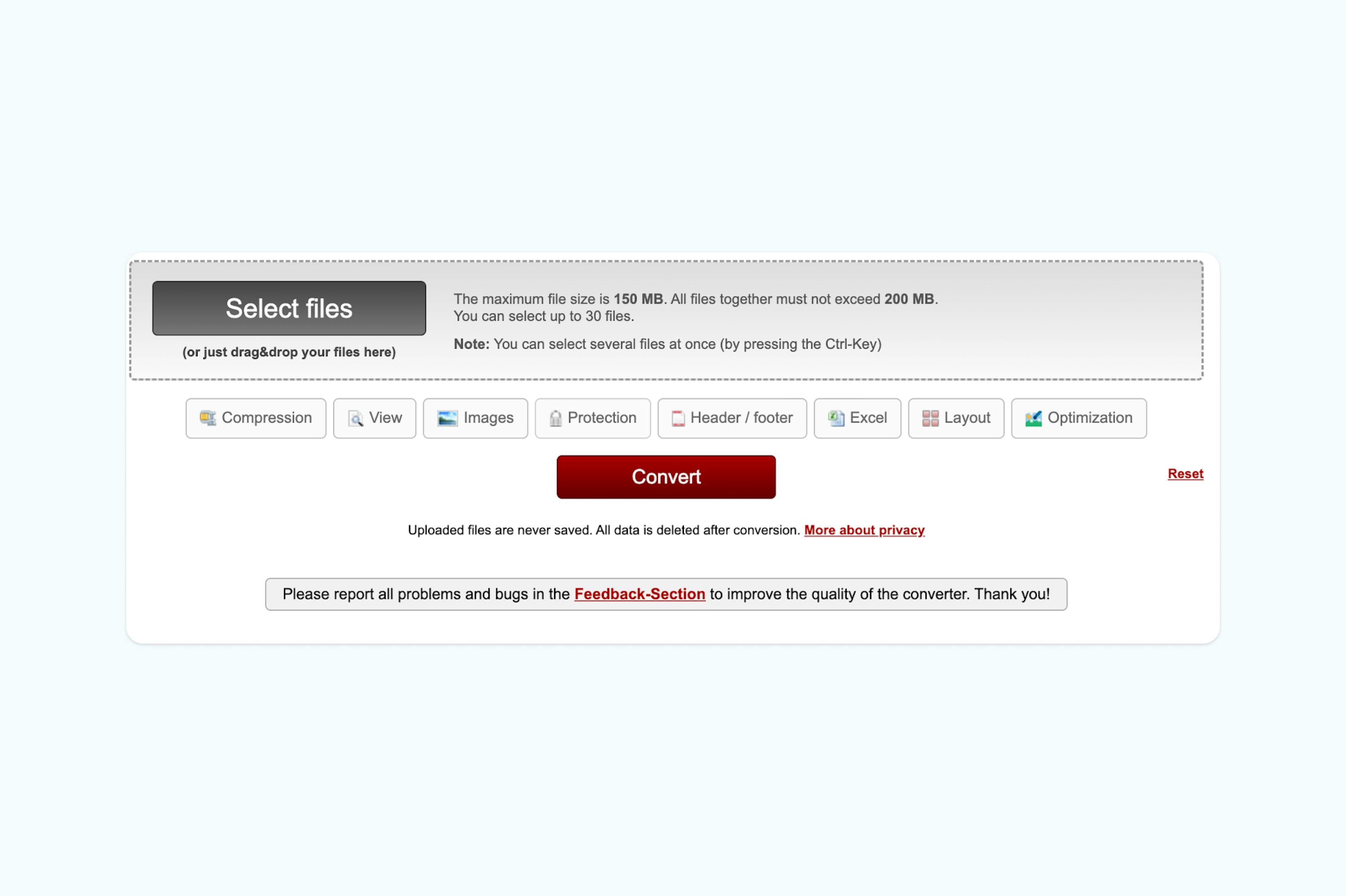 Interface d’un convertisseur de fichiers en ligne pour transformer Excel en Word