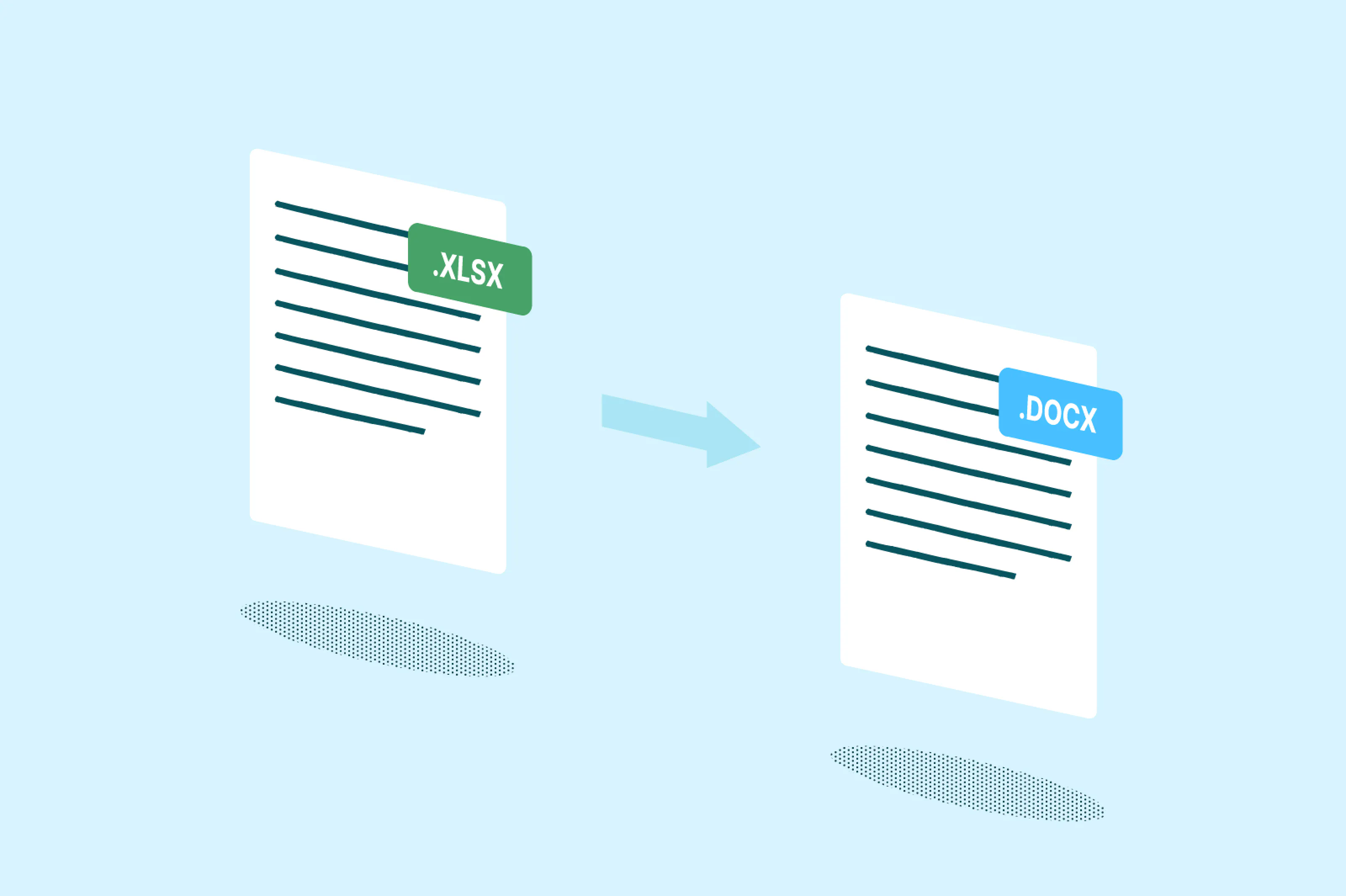 A file being converted from Excel to Word