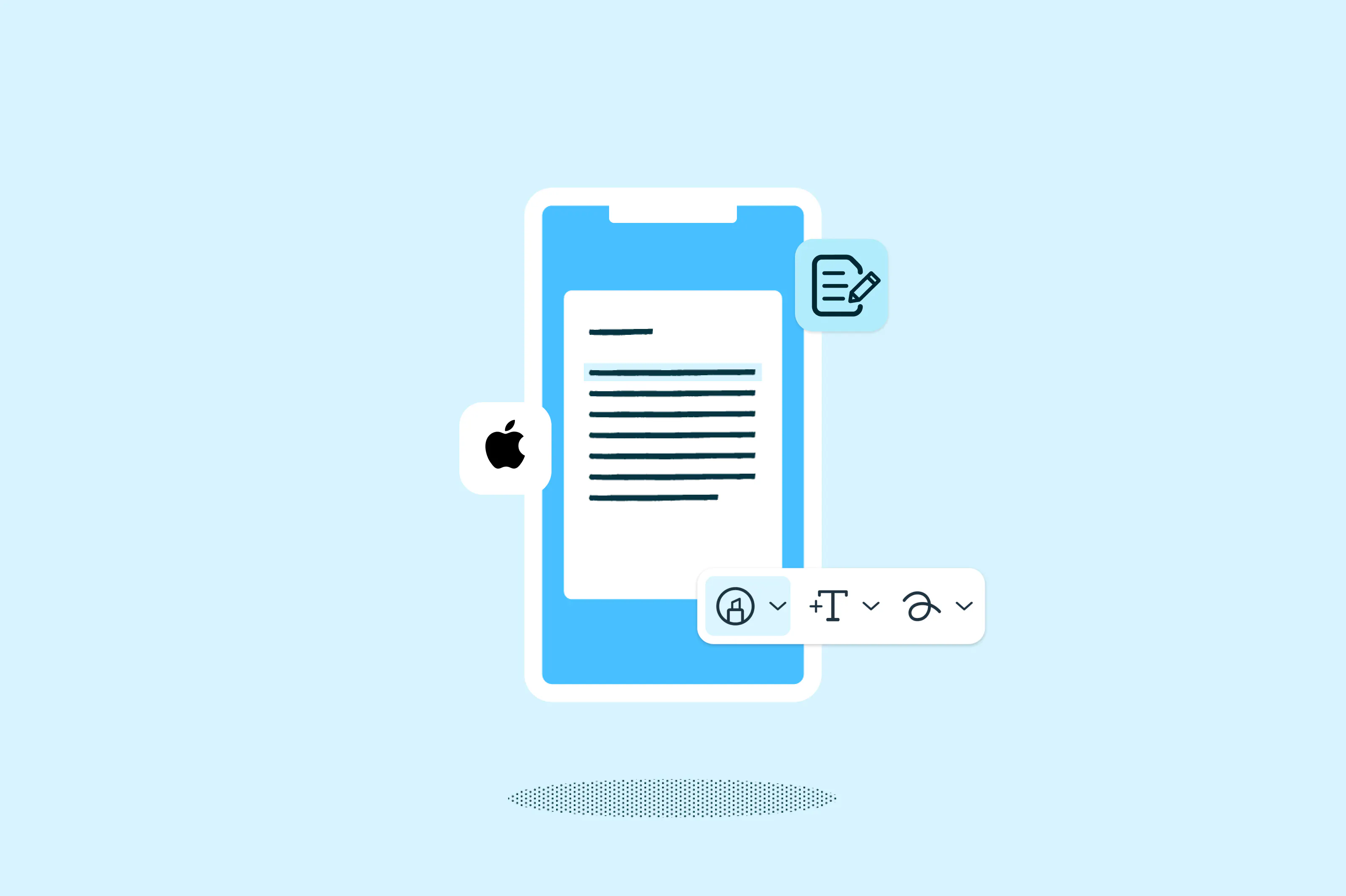 A PDF being edited on an iPhone
