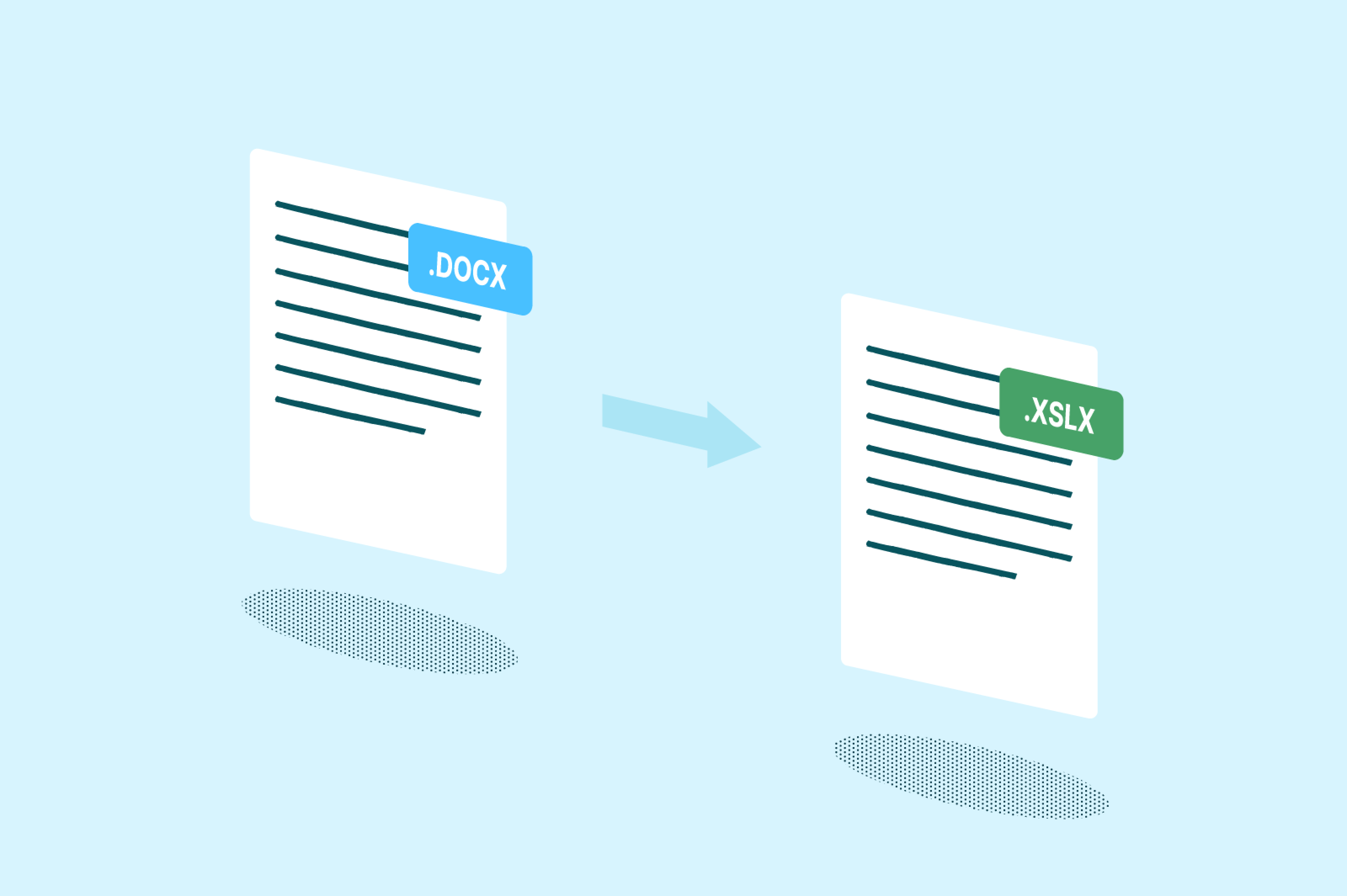 A file being converted from Word to Excel